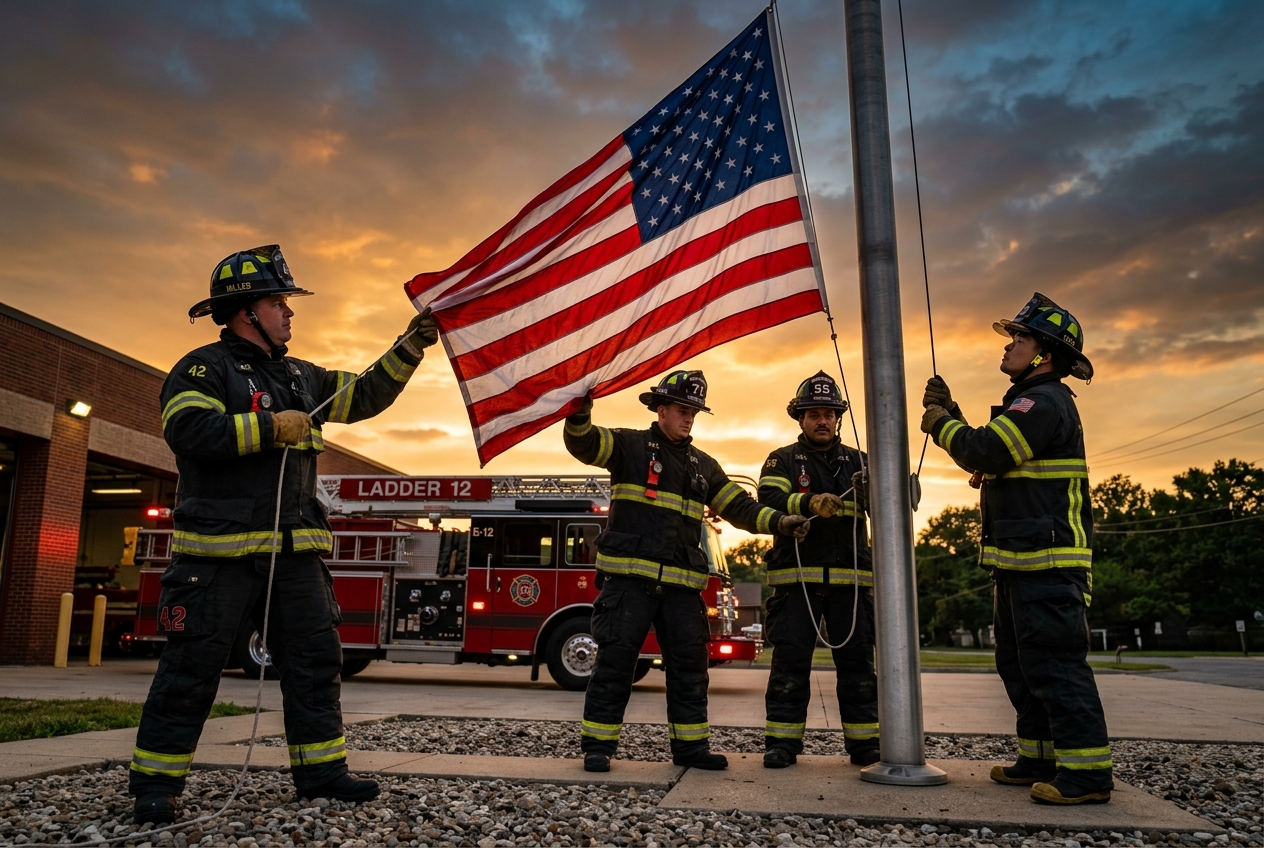 Firefighter crew together